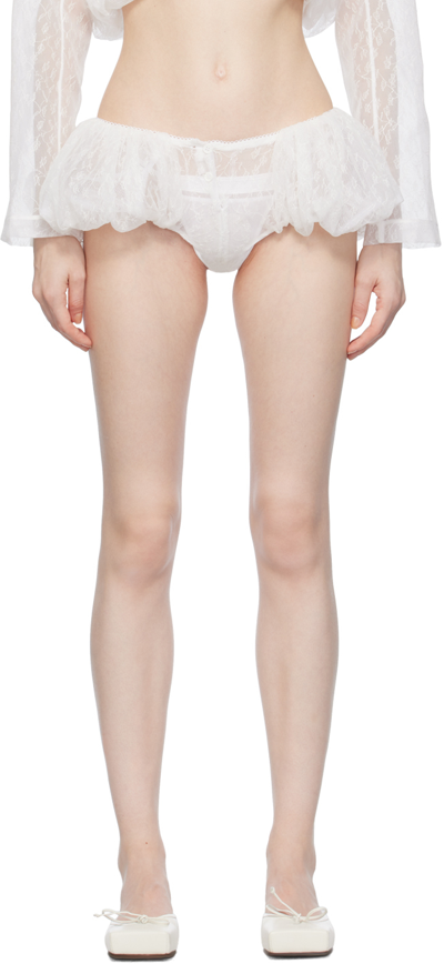 Jacquemus Le Short Chouchou刺绣蕾丝短裤 In White