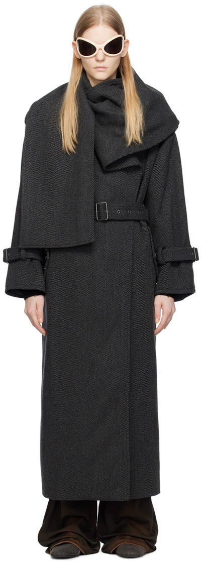 Acne Studios Long Coat In Grey_black