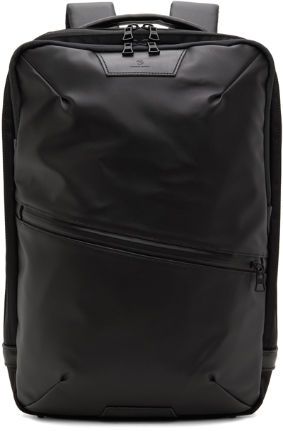 Master-piece Progress 2way Textured Leather-trimmed Nylon-twill Backpack In Black