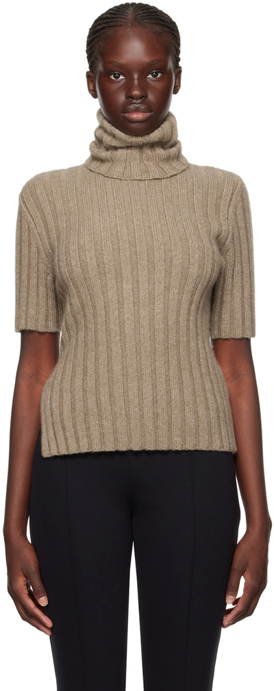 The Row Depinal Roll-neck Ribbed-knit Jumper In Brown