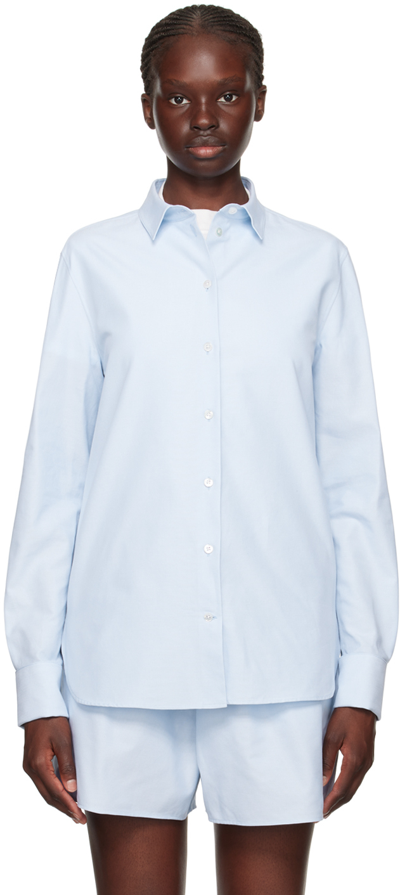 The Row Metis Cotton Oxford Shirt In Sky Blue
