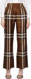 Burberry Dark Birch Brown Check-motif Silk Trousers In Dark Birch Brown Chk