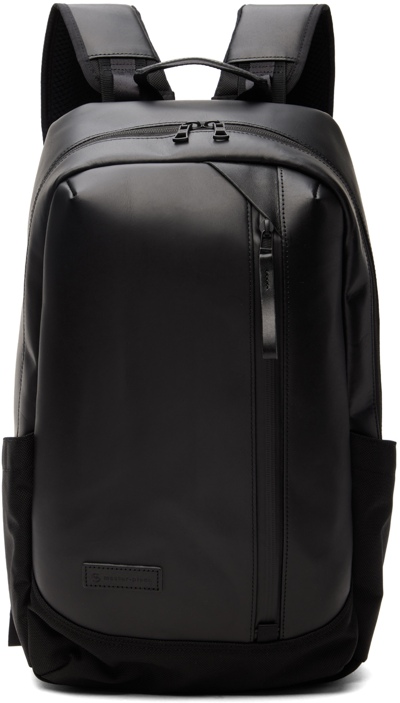 Master-piece Slick Logo-appliquéd Leather And Cordura® Ballistic Nylon Backpack In Black