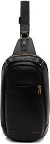 Master-piece Slick Logo-appliquéd Leather And Cordura® Barastec Nylon Sling Backpack In Black