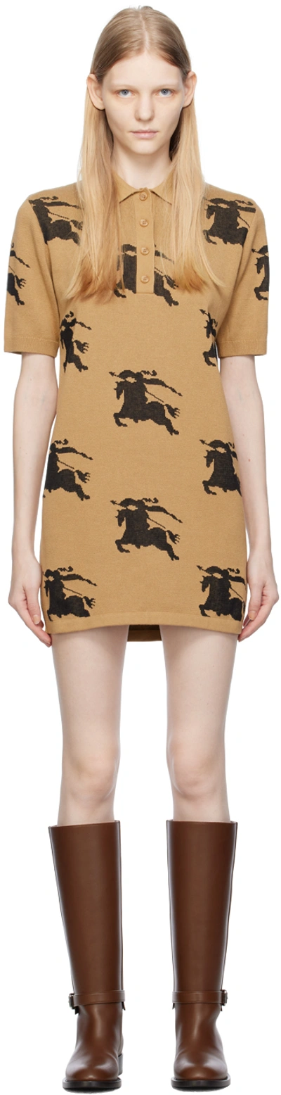 Burberry Tan Polo Minidress In Camel