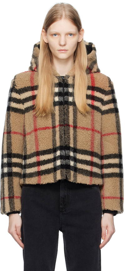 Burberry Check Wool-blend Jacket In Beige