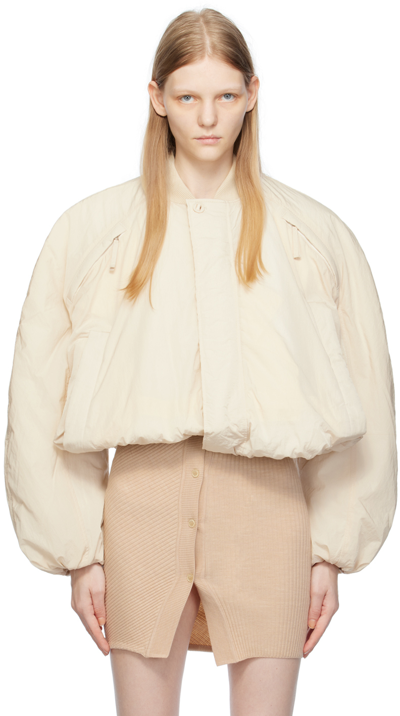 Jacquemus Le Bomber Bahia Cropped Puffer Jacket In Off White