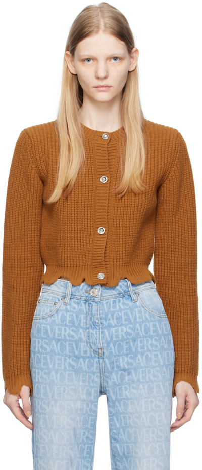 Versace Distressed Wool Cardigan In New