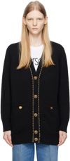 Versace Essential Series Wool Knit Button-front Sweater In 1b000-black