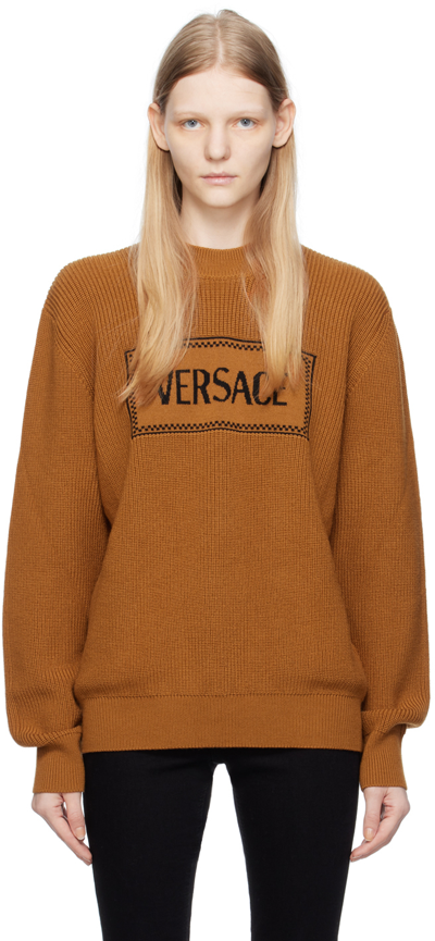 Versace Orange 90s Vintage Sweater In 2n820-caramel+black