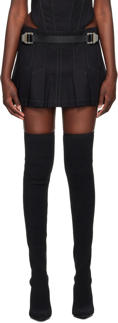 Dion Lee Safety-slider Pleated Miniskirt In Black