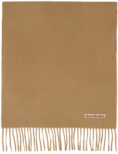 Acne Studios Brown Fringe Scarf In Cky Dark Camel