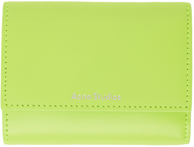 Acne Studios Green Folded Wallet In Abe Lime Green