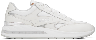 Hugo Boss White Monogram Sneakers In White 100