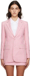 Ami Alexandre Mattiussi Check-print Single-breasted Blazer In 662 Candy Pink/natur