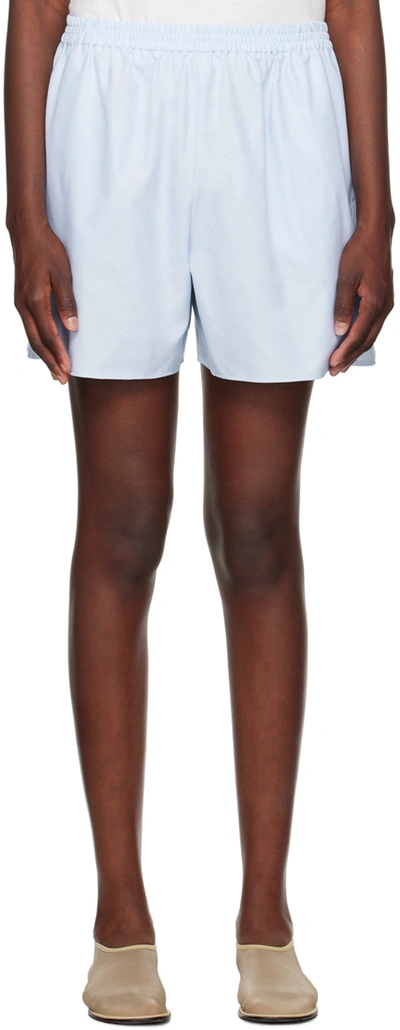 The Row Gunther Cotton Shorts In Sky Blue