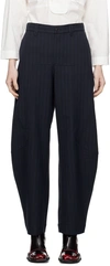 Henrik Vibskov Afternoon Puffball Trousers In Black Navy Pin Strip