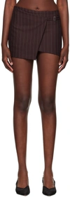 Bec & Bridge Brown Jade Miniskirt In Plum Pinstripe