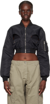 Coperni Cropped Cutout Shell Bomber Jacket In Black