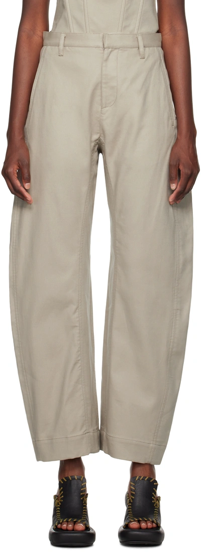 Dion Lee Beige Arch Trousers In Alloy