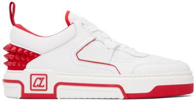 Christian Louboutin Astroloubi Studded Leather Low-top Trainers In White Red