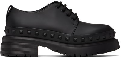 Valentino Garavani M-way Rockstud Derby Shoes In 0no Nero