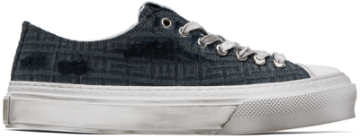 Givenchy Men's City Logo Jacquard Low-top Sneakers In Navy
