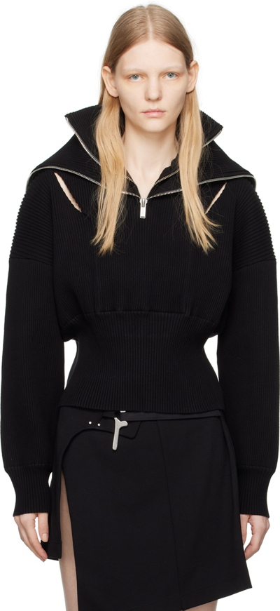 Heliot Emil Black Double Collar Turtleneck