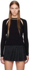 Gcds Bling Rhinestone-embellished Knitted Top In 02 Black