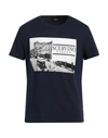 Ermanno Scervino Man T-shirt Navy Size S Cotton, Elastane In Navy Blue