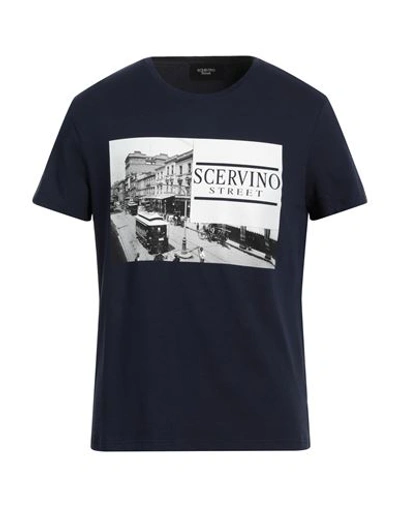 Ermanno Scervino Man T-shirt Navy Size S Cotton, Elastane In Navy Blue