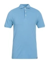 Gran Sasso Man Polo Shirt Azure Size 38 Cotton In Blue