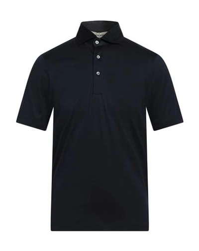 Gran Sasso Man Polo Shirt Black Size 34 Cotton In Blue