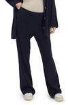Nom Maternity Georgina Rib Knit Flare Leg Maternity Pants In Navy