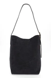 Madewell Essentials Suede Bucket Bag In Deep Indigo