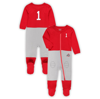 WES & WILLY INFANT WES & WILLY SCARLET OHIO STATE BUCKEYES #1 FOOTBALL UNIFORM FULL-ZIP FOOTED JUMPER