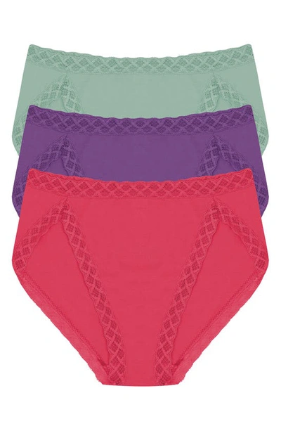 Natori Bliss 3-pack French Cut Briefs In Succulent/ube/dragon Fruit