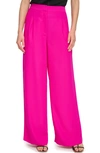 Dkny Pleated Satin Wide Leg Pants In Multi