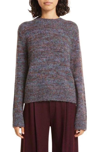 Vince Multicolor Marled Wool Crewneck Jumper In Rust Teal Stone Combo