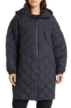 Save The Duck Valerian Hooded Quilted Coat In Blue Black