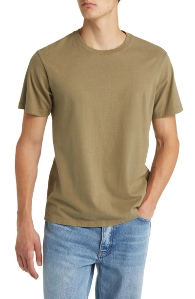 Frame Logo Cotton T-shirt In Khaki Green