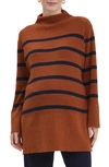 Nom Maternity Sarabeth Stripe Tunic Sweater In Brown Navy Stripe