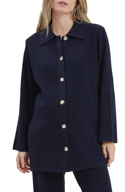 Nom Maternity Thomasine Sweater Cardigan In Navy