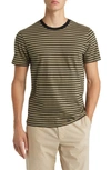 Frame Men's Striped Cotton Jersey T-shirt In Khaki Green Noir