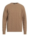 Roberto Collina Man Sweater Light Brown Size 38 Merino Wool, Cashmere In Beige