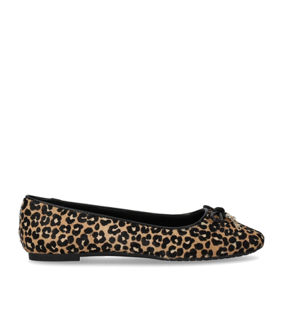 Michael Kors Nori Leopard Print Calf Hair Ballet Flat In Brown