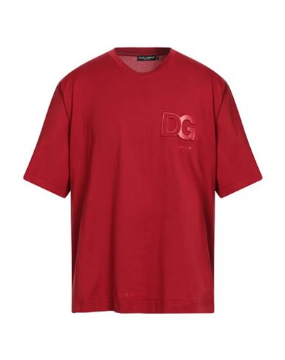 Dolce & Gabbana Man T-shirt Red Size 36 Cotton, Polyurethane