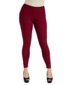 24seven Comfort Apparel Plus Size Comfortable Ankle Length Leggings In Wine