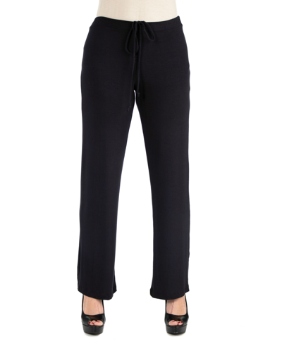 24seven Comfort Apparel Women's Comfortable Drawstring Lounge Pants In Black