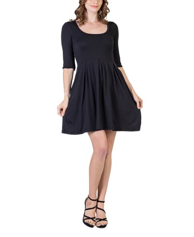 24seven Comfort Apparel Women's Three Quarter Sleeve Mini Dress In Black